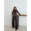 Balıkçı yaka örme takım kahve st265865
