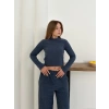 Balıkçı yaka örme takım lacivert st265865