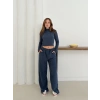 Balıkçı yaka örme takım lacivert st265865
