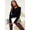 Basic Parmak Geçirme Detaylı Bluz siyah T4266