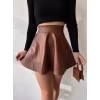 Beli lastikli deri etek kahve s24599