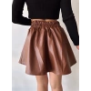 Beli lastikli deri etek kahve s24599
