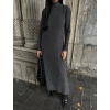 Boğazlı kalın bürümcük uzun elbise siyah