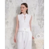 Broşlu yelek pantolon takım beyaz s255821