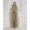 Broşlu yelek pantolon takım haki s255821