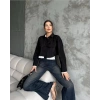 Çift renkli kısa gömlek siyahbeyaz s4021