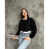 Çift renkli kısa gömlek siyahbeyaz s4021
