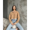 Çift renkli kısa gömlek vizonbeyaz s4021