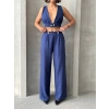 Crop pantolon keten takım s255012
