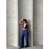 Crop pantolon keten takım s255012