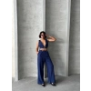 Crop pantolon keten takım s255012