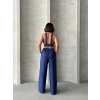 Crop pantolon keten takım s255012