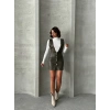 Deri jile elbise haki w24796