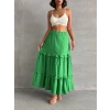 Fırfırlı brodeli astarlı uzun etek yeşil s255047
