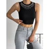fitilli kaşkorse yakası zincirli atlet siyah
