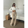 Fitilli şardonlu pantolon bej a4058