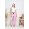 Kadife pijama altı pembe üzerine siyah pontiye desenli q7013