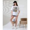 Karma desenli oversize tişört