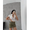 kaşkorse yaka fermuarlı bluz beyaz