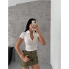 kaşkorse yaka fermuarlı bluz beyaz