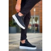 KB-006 Kuback Siyah Cilt Yüksek Taban Bağcıklı Günlük Erkek Ayakkabı