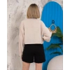 Kemer cepli keten crop gömlek krem s255350