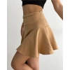 Kemerden büzgülü etek camel