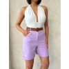 Kemerli gabardin şort lila s25735