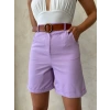 Kemerli gabardin şort lila s25735
