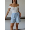Müslin kumaş şort bağcıklı mavi pt