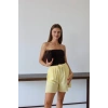Müslin kumaş şort bağcıklı sarı pt