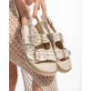 Olira Bej Simli Kemerli Sandalet