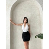 Önü büzgülü etek siyah s24222