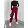 örme krep pantolon çift düğmeli