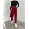 örme krep pantolon çift düğmeli