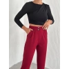 örme krep pantolon çift düğmeli