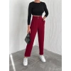 örme krep pantolon çift düğmeli