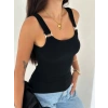 Ottoman toka askılı bluz siyah s4194