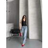 Palazzo straight kar yıkama jeans pantolon mavi d2008