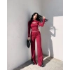 Pencereli detaylı alt üst takım bordo w3864