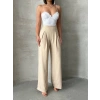 Pileli keten pantolon s255046