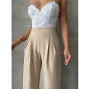 Pileli keten pantolon s255046