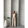 Pileli keten pantolon s255046