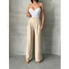Pileli keten pantolon s255046