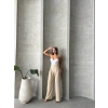 Pileli keten pantolon s255046