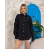 Relax fit keten gömlek siyah s255349