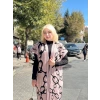 Siyah çizgi desenli elbiseli hırka takım pudra siyah