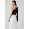 Tek Omuzlu Basic Bluz Siyah T4275