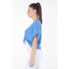 V yaka büzgülü detaylı bluz
