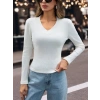 V yaka kaşkorse bluz beyaz w3817